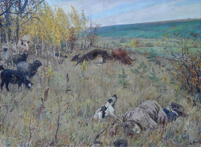 Пластов А.А. Фашист пролетел. 1947 Пластов А.А. Фашист пролетел. 1947